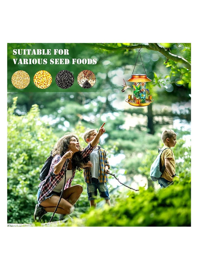 Outdoor Bird Feeder Wild Bird Feeder Hanging Bird Seed Feeder Tube Wildlife Food Holder Cage Feeding Container with Hanger for Outdoor Bird Watching Garden Yard Ornament Bird Lovers Gift
