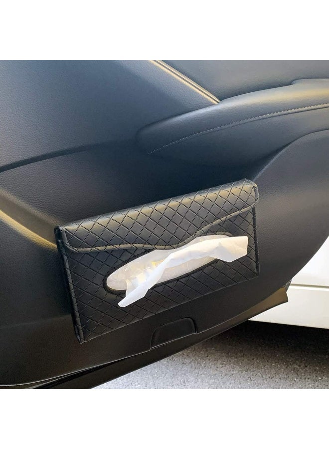 Car Tissue Holder, Sun Visor Tissue Holder, Car Visor Napkin Holder, PU Leather Backseat Tissue Case for Car/Truck (Black) - Image 1