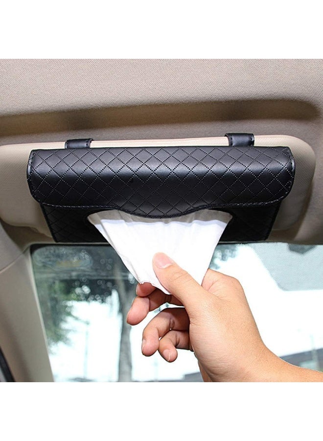 Car Tissue Holder, Sun Visor Tissue Holder, Car Visor Napkin Holder, PU Leather Backseat Tissue Case for Car/Truck (Black) - Image 5