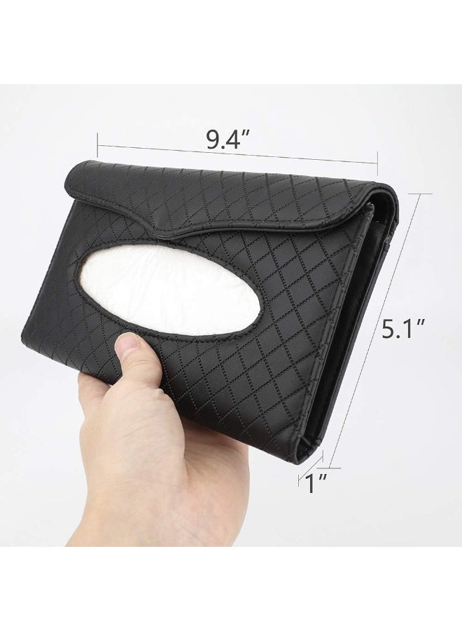 Car Tissue Holder, Sun Visor Tissue Holder, Car Visor Napkin Holder, PU Leather Backseat Tissue Case for Car/Truck (Black) - Image 4