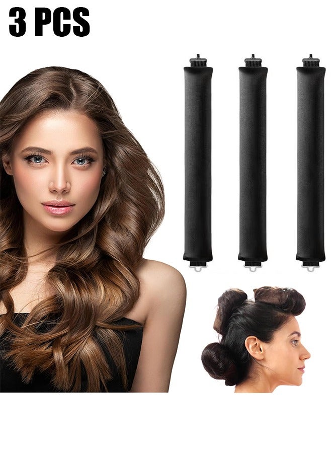 HY 3 PCS Heatless Hair Curler, Rods with Hook, Heatless Curling Rod for All Hair Types, No Heat Curlers to Sleep In, Overnight Heatless Curls for Blowout Hair (Black) - Image 1