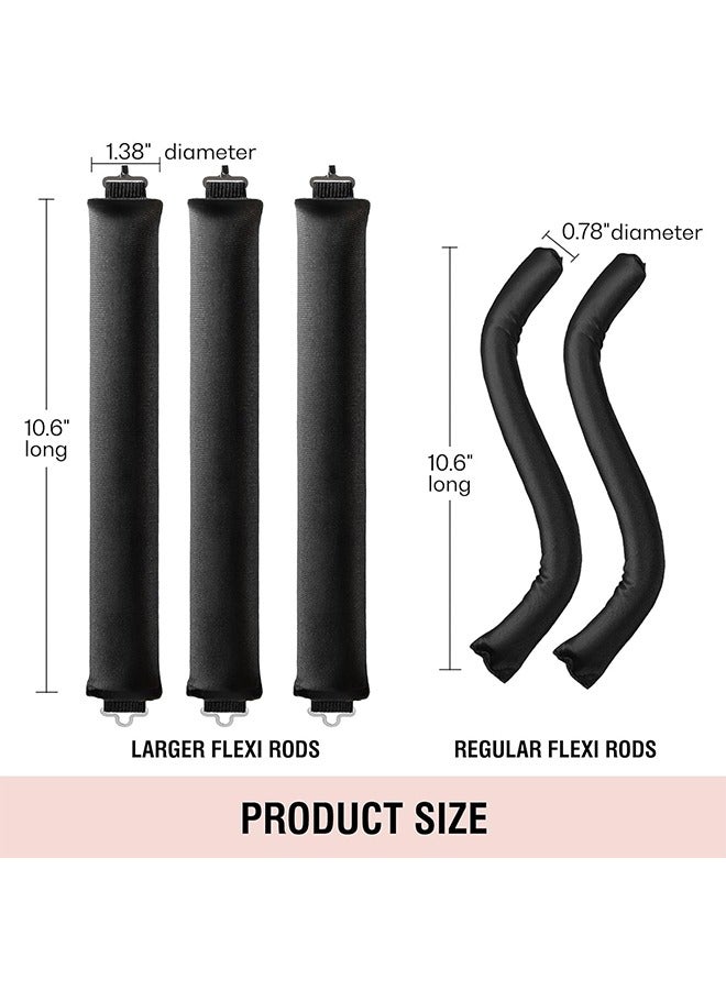 HY 3 PCS Heatless Hair Curler, Rods with Hook, Heatless Curling Rod for All Hair Types, No Heat Curlers to Sleep In, Overnight Heatless Curls for Blowout Hair (Black) - Image 3