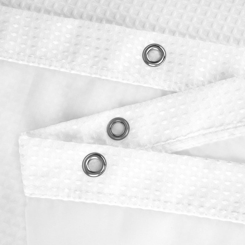 N&Y HOME Stall Waffle Shower Curtain with Snap-in Fabric Liner & Hooks Set - 54"" x 78"" Shower Stall Size  Hotel Style & Mesh Top Window  Machine Washable - 54x78  White