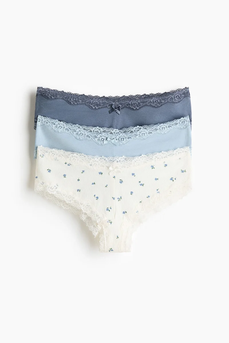 H&M 3-pack cotton and lace hipster briefs