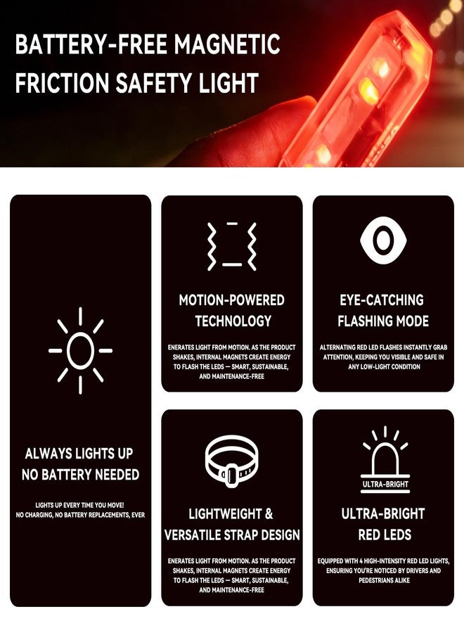 Venzio Battery-Free Magnetic Safety Light, 4 Super Bright LEDs Running Light, Waterproof Small Light with Belt for Cycling, Walking Light - Image 3