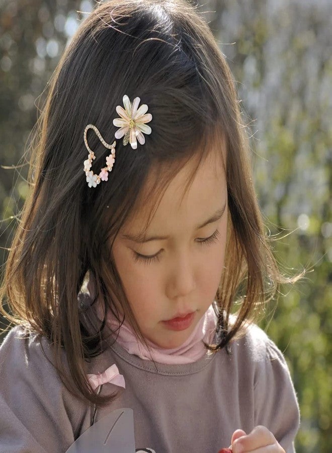 MATSON latest Korean fashion Style Flower Metal Hair Clips, Rhinestones Plastic Pearl Barrettes Flower Lock Pin Hair Accessories For Women & Girls (Pack Of 4 Pcs) - Image 4