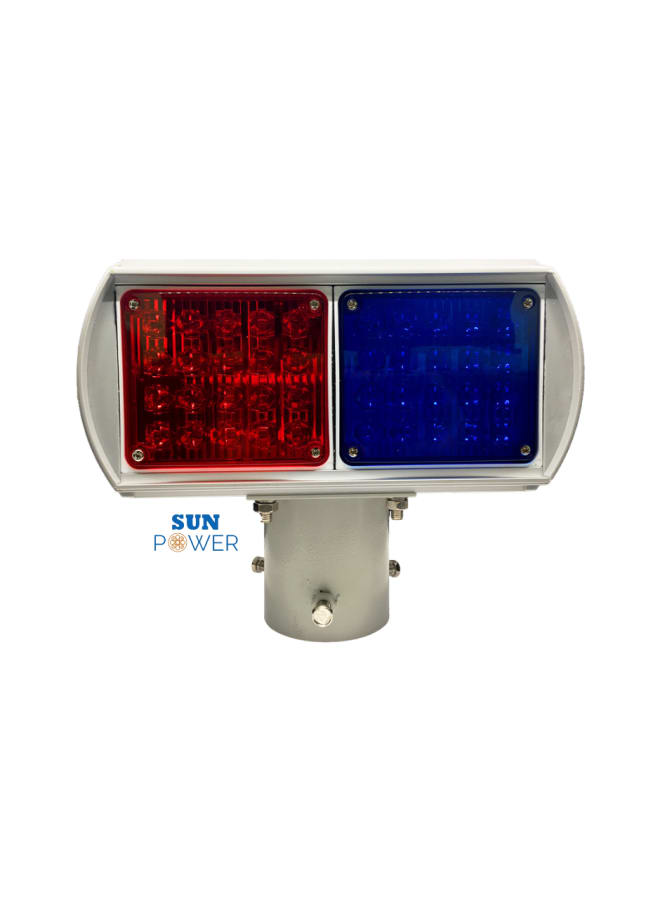 SUN POWER Dual-Sided Solar Warning Flash Blue and Red Aluminum 12-Month Warranty - Image 1