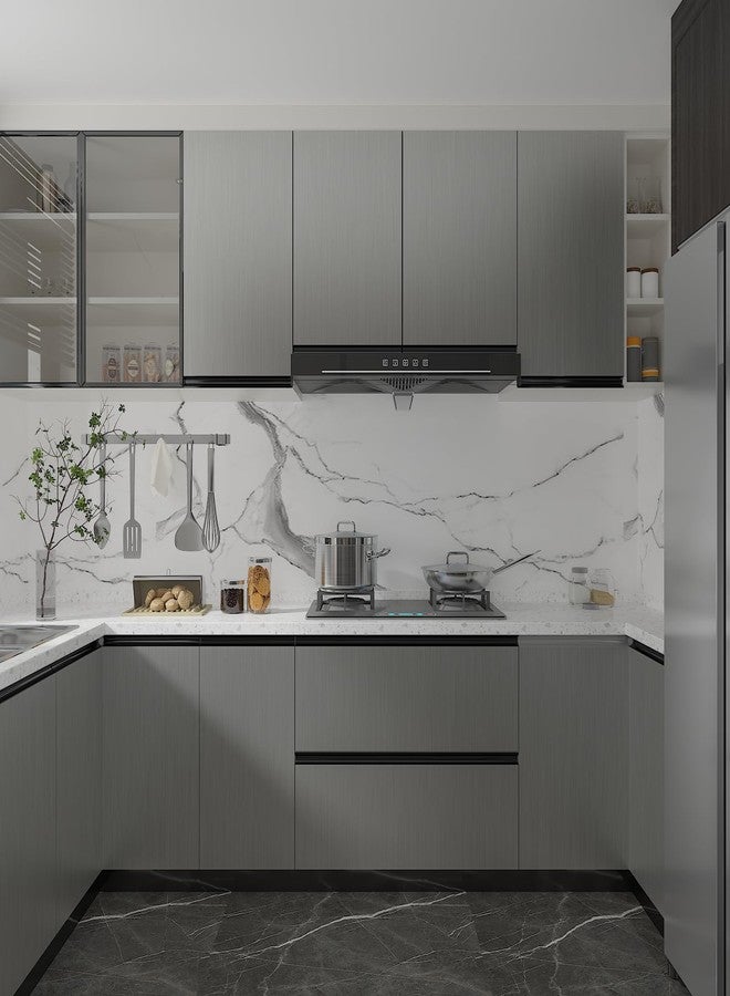 CHIHUT Stainless Steel Contact Paper for Kitchen Appliances Waterproof Metallic Grey Peel and Stick Wallpaper Self Adhesive Brushed Metal Vinyl Refrigerator Wrap for Countertops Dishwasher 17.7”x100” - Image 3
