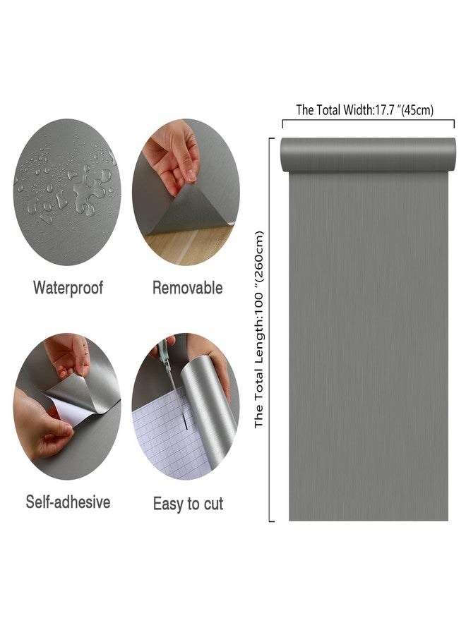 CHIHUT Stainless Steel Contact Paper for Kitchen Appliances Waterproof Metallic Grey Peel and Stick Wallpaper Self Adhesive Brushed Metal Vinyl Refrigerator Wrap for Countertops Dishwasher 17.7”x100” - Image 2