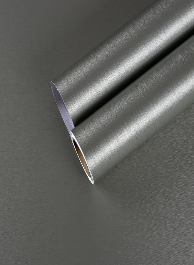 CHIHUT Stainless Steel Contact Paper for Kitchen Appliances Waterproof Metallic Grey Peel and Stick Wallpaper Self Adhesive Brushed Metal Vinyl Refrigerator Wrap for Countertops Dishwasher 17.7”x100” - Image 1