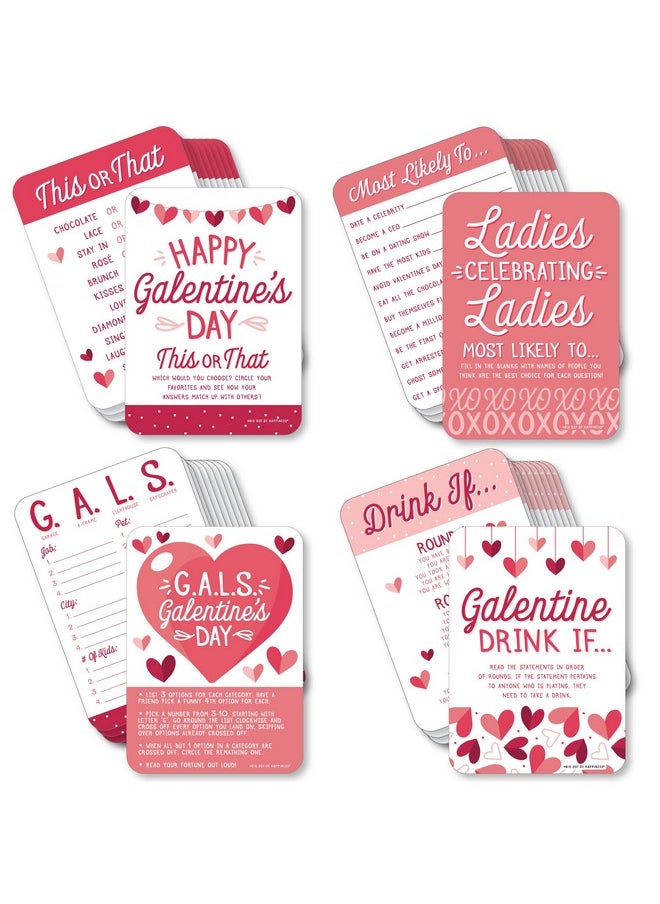 Big Dot of Happiness Big Dot of Happiness Happy Galentine’s Day - 4 Valentine’s Day Party Games - 10 Cards Each - Gamerific Bundle  - Image 1