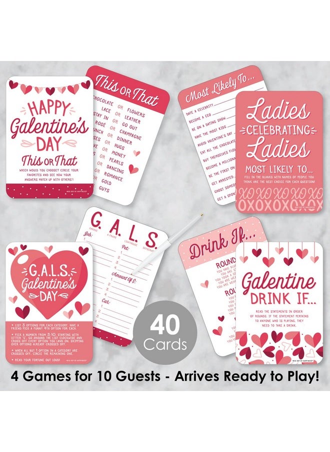 Big Dot of Happiness Big Dot of Happiness Happy Galentine’s Day - 4 Valentine’s Day Party Games - 10 Cards Each - Gamerific Bundle  - Image 2