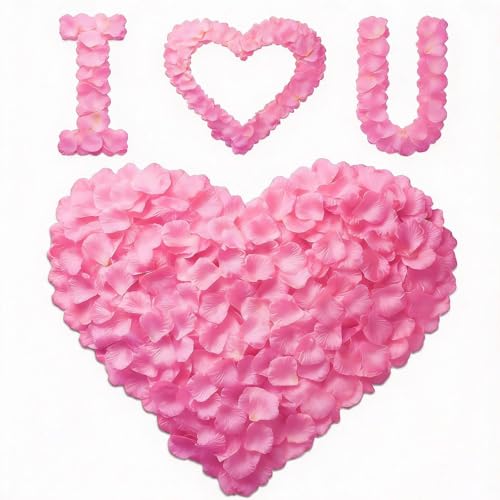 VKshop 1200 Pink Rose Petals - Artificial Fake Rose Flower Petals for Valentine's Day,Wedding Decorations, Romantic Proposal, Anniversary, Party, Aisle Decor, Flower Girl - Image 1