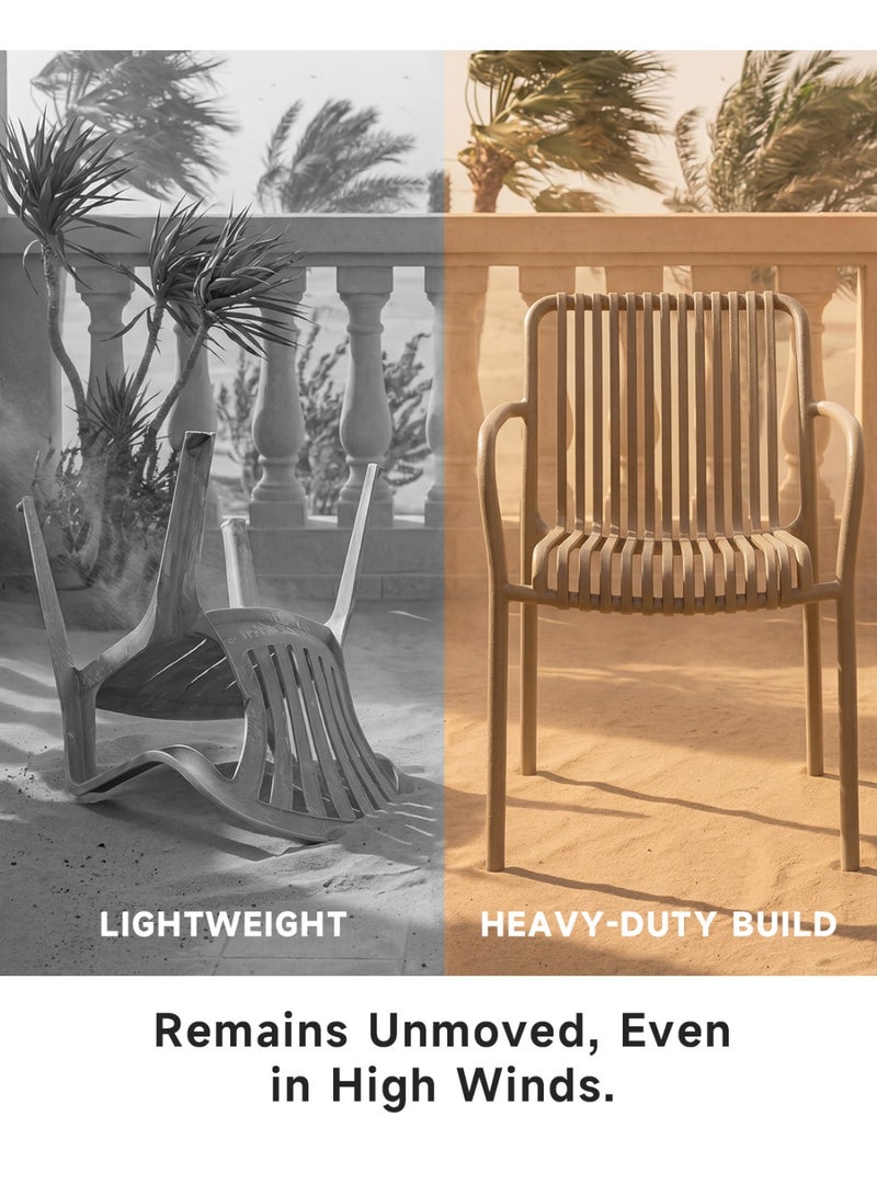 HariNorgen Resin Dining Chair, Indoor & Outdoor Armchair, Stackable Weatherproof, Fully Assembled, Sandy, 1 Piece - Image 4