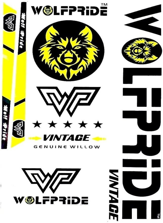 WOLF PRIDE Vintage Yellow Cricket Bat Sticker Bat Sticker (Yellow) - Image 2
