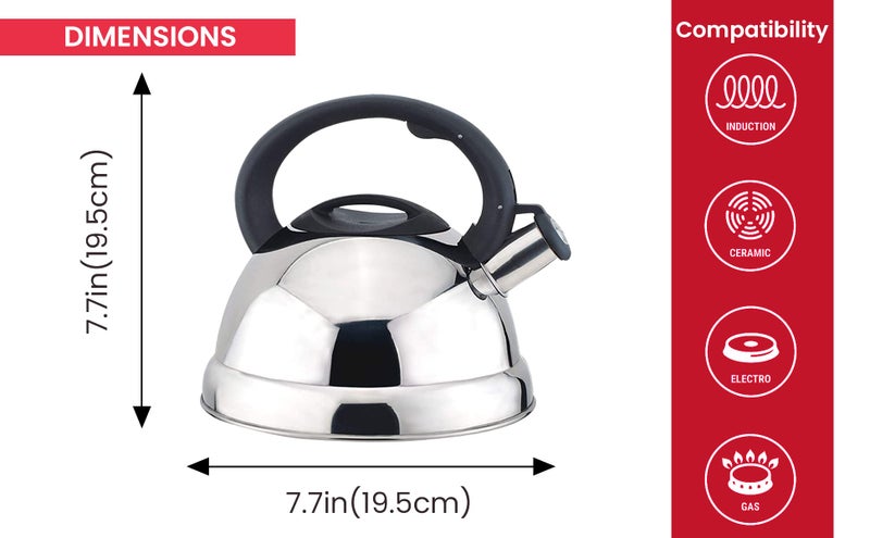 J&V TEXTILES Stainless Steel Whistling Tea Kettle, 2.5-Quart* - Image 4
