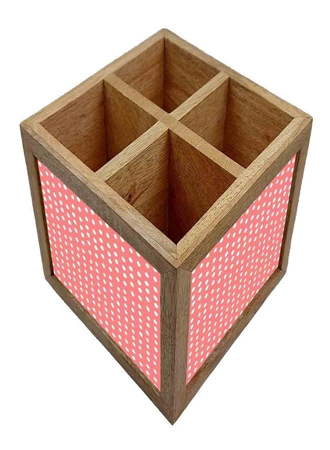 Nutcase Wooden Cutlery Stand Holder Silverware Caddy Spoons Forks Knives Organizer for Dining Table & Kitchen -Made in India-Spoons NOT Included - White Dots - Image 3