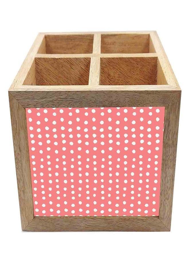 Nutcase Wooden Cutlery Stand Holder Silverware Caddy Spoons Forks Knives Organizer for Dining Table & Kitchen -Made in India-Spoons NOT Included - White Dots - Image 4