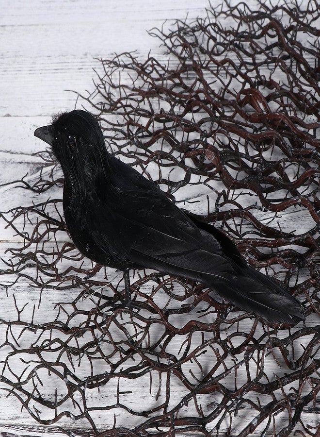 Amosfun Realistic Crow Prop Black Feathered Bird Stimulated Halloween Decoration - Image 4