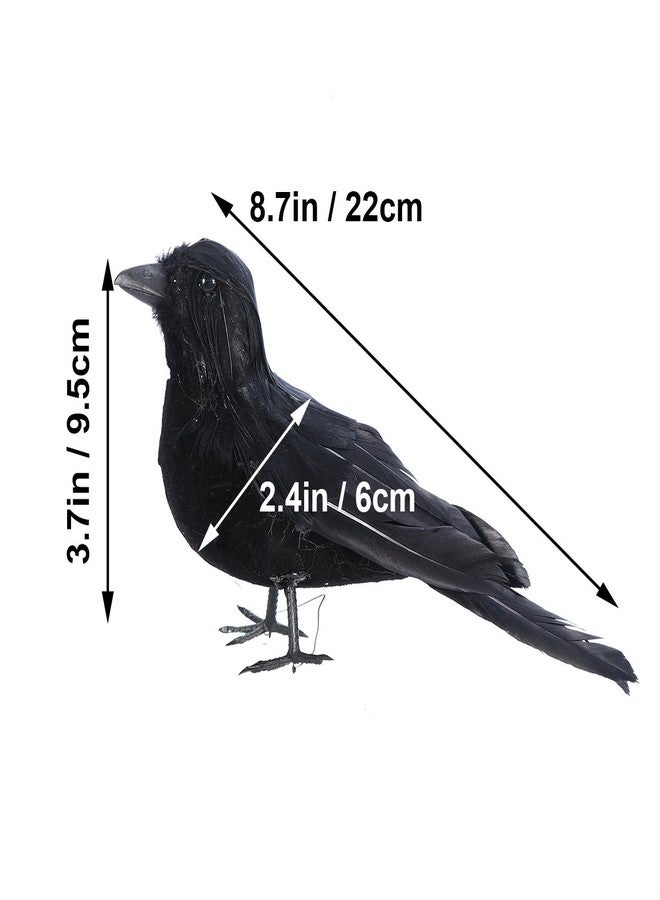 Amosfun Realistic Crow Prop Black Feathered Bird Stimulated Halloween Decoration - Image 3