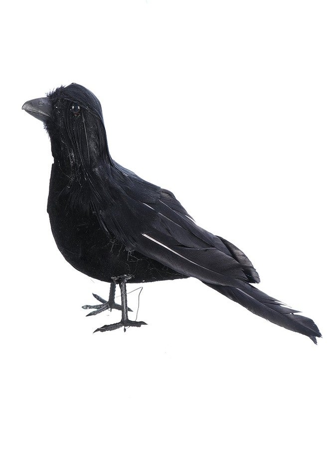 Amosfun Realistic Crow Prop Black Feathered Bird Stimulated Halloween Decoration - Image 1