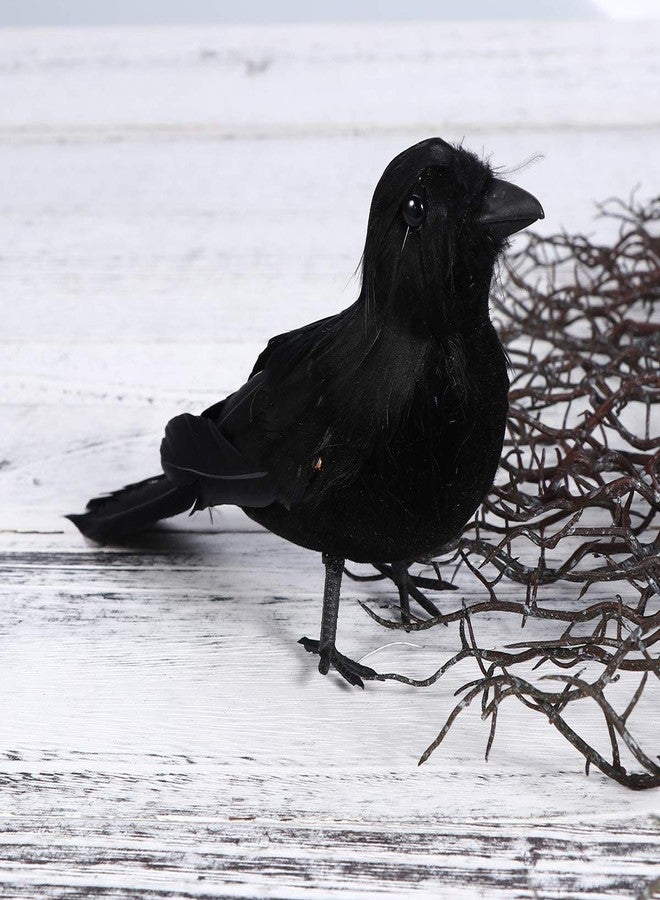 Amosfun Realistic Crow Prop Black Feathered Bird Stimulated Halloween Decoration - Image 2