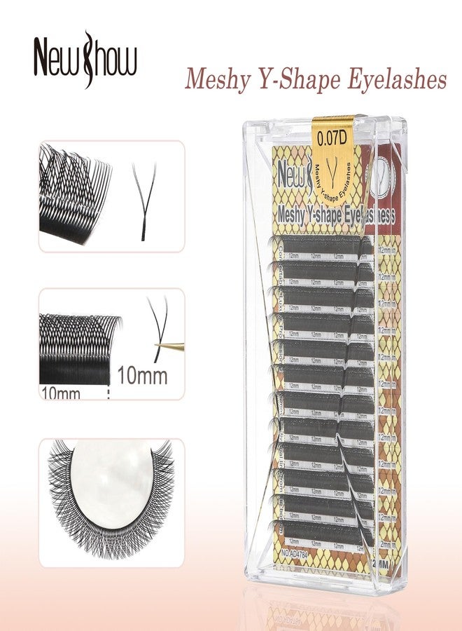 Meshy Y-Shape Eyelash Extensions 0.07D Curl | (12 mm) Professional Premade YY Lashes | Soft Matte Black Individual Lash Extensions | Lightweight Volume & Classic Lash Tray for Salon & Home DIY Use - Image 2