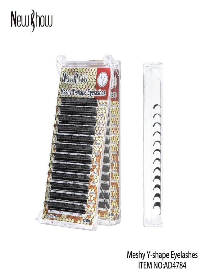 Meshy Y-Shape Eyelash Extensions 0.07D Curl | (12 mm) Professional Premade YY Lashes | Soft Matte Black Individual Lash Extensions | Lightweight Volume & Classic Lash Tray for Salon & Home DIY Use - Image 5