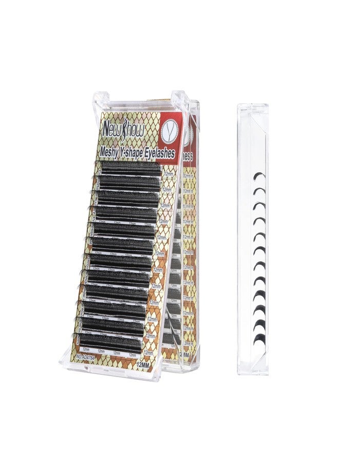 Meshy Y-Shape Eyelash Extensions 0.07D Curl | (12 mm) Professional Premade YY Lashes | Soft Matte Black Individual Lash Extensions | Lightweight Volume & Classic Lash Tray for Salon & Home DIY Use - Image 1