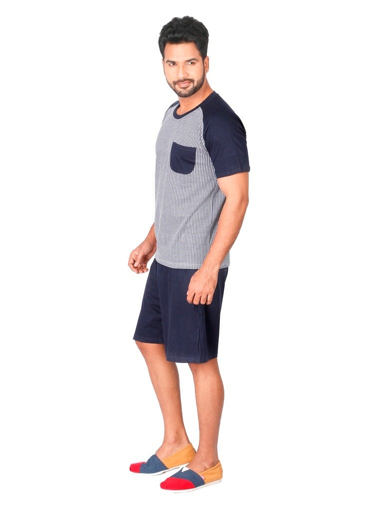 Soko Mesh - Men's Cotton Short And T-shirt Set, Soft Brushed, Comfort Fit, Adjustable Drawstring, Perfect for Sleep and Lounging - Image 1
