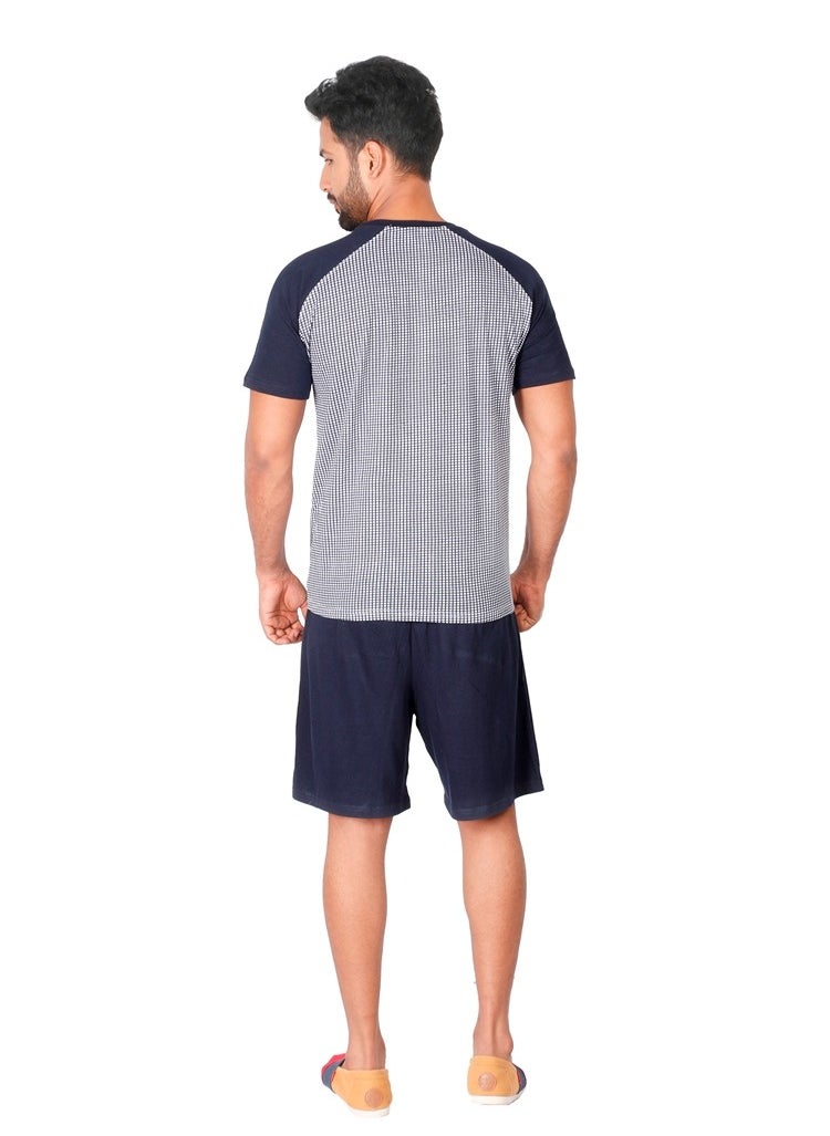 Soko Mesh - Men's Cotton Short And T-shirt Set, Soft Brushed, Comfort Fit, Adjustable Drawstring, Perfect for Sleep and Lounging - Image 1