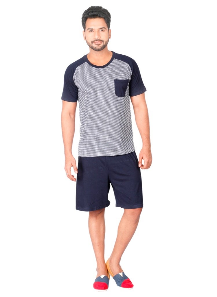 Soko Mesh - Men's Cotton Short And T-shirt Set, Soft Brushed, Comfort Fit, Adjustable Drawstring, Perfect for Sleep and Lounging - Image 1