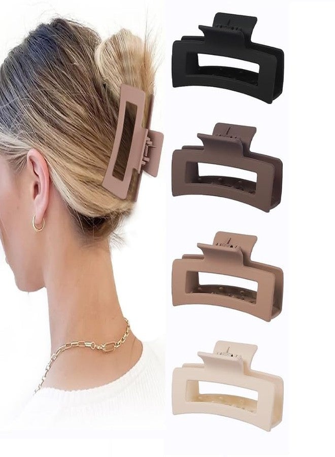 Minta Hair Claw Clips, 3.5 Inch Medium Hair Clips 12 Pcs Square Jaw Clips for Thick and Thin Hair - Brown, Matte Black, Dark Brown, Light Brown, Bulk Hair Accessories - Image 1