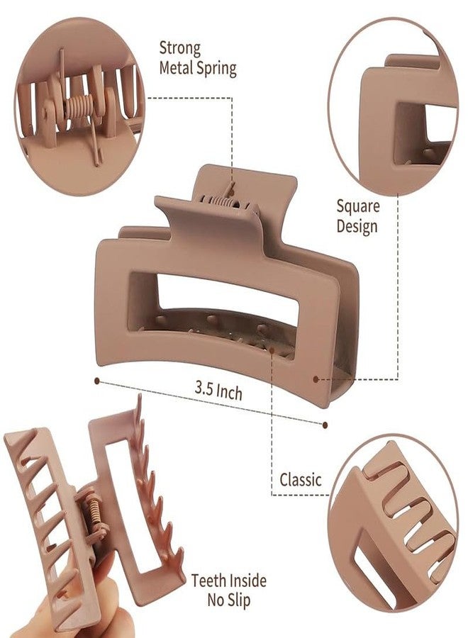 Minta Hair Claw Clips, 3.5 Inch Medium Hair Clips 12 Pcs Square Jaw Clips for Thick and Thin Hair - Brown, Matte Black, Dark Brown, Light Brown, Bulk Hair Accessories - Image 3