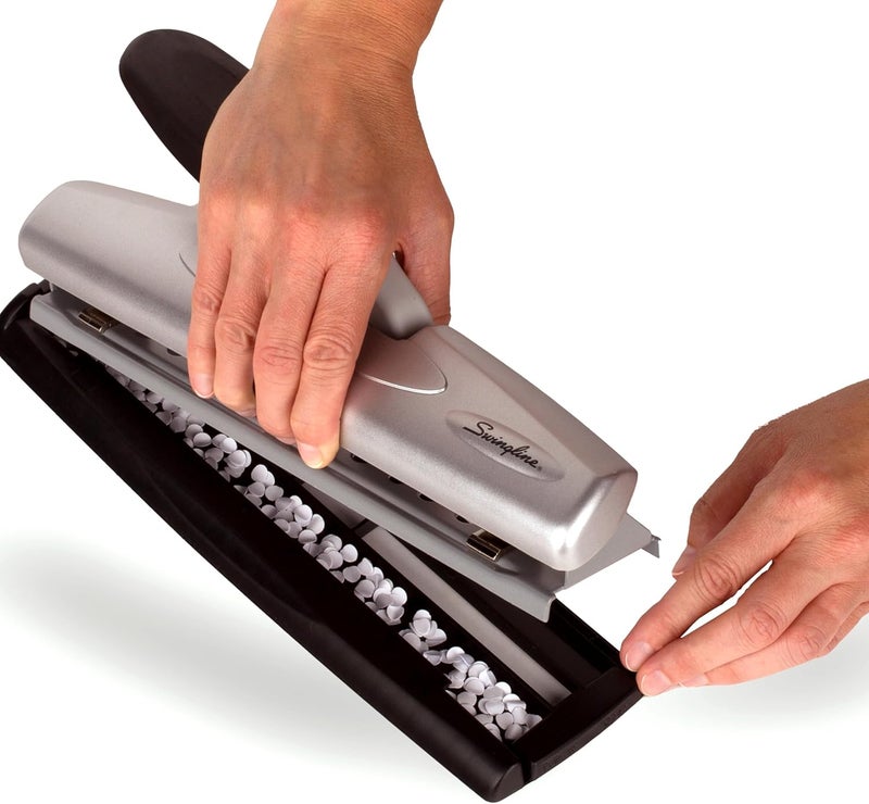 Swing Line Hole Punch, Desktop Hole Puncher, 12 Sheet Punch Capacity, 2-3 Holes, Adjustable, LightTouch, Black/Silver (74026) - Image 4