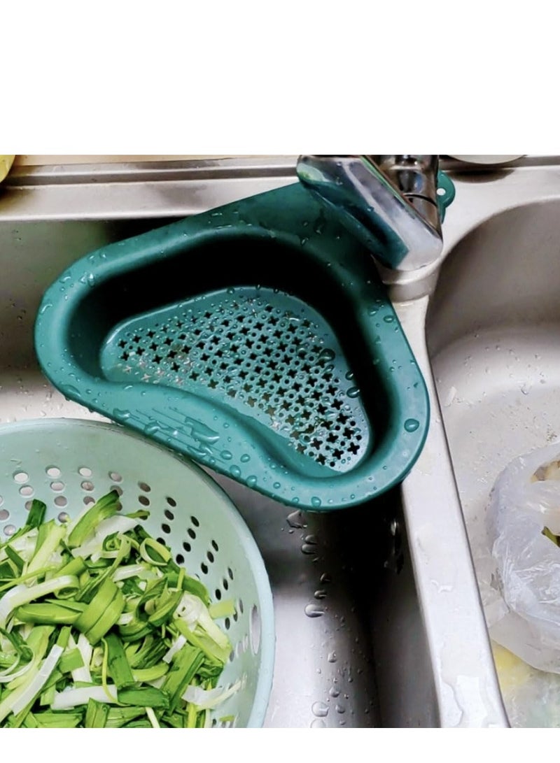 Oasisgalore 2Pcs Kitchen Sink Drain Basket，Multifunctional Kitchen Triangular Sink Filter for Kitchen Corner Sink Strainer(Green)  - Image 1
