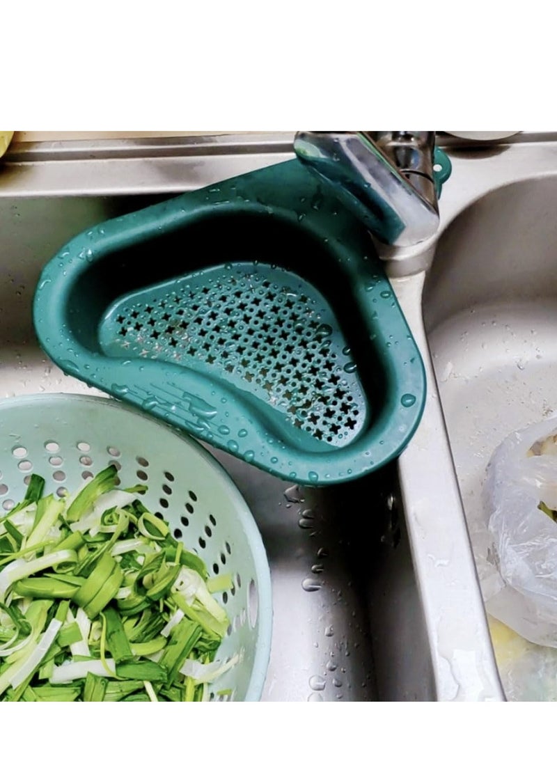 Oasisgalore 2Pcs Kitchen Sink Drain Basket，Multifunctional Kitchen Triangular Sink Filter for Kitchen Corner Sink Strainer(Green)  - Image 3