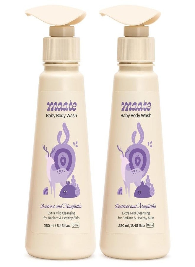 Maate Baby Body Wash | With Ayurvedic Herbs Beetroot, Manjistha & Neem extracts | Body Wash for Dry & Sensitive Skin | Natural & Vegan | Tear-free & pH Balanced | Soap Free (250ml (Pack of 2)) - Image 1