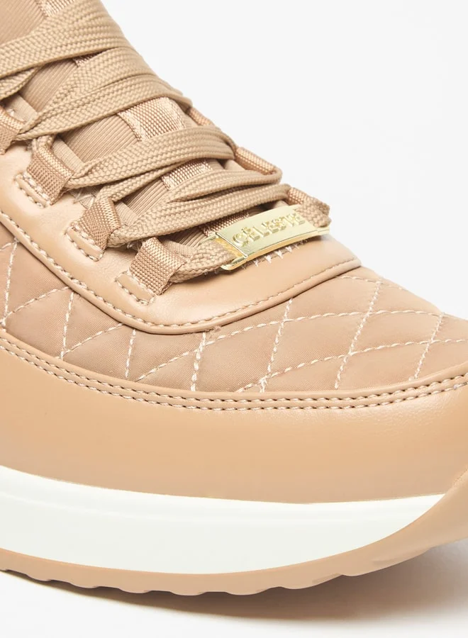 سيليست Women's Quilted Sneakers with Lace-Up Closure