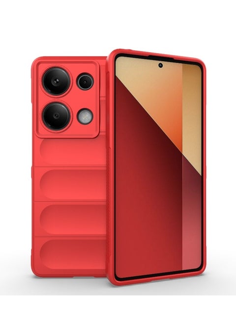 حافظة هاتف ماجيك شيلد من السيليكون المقاوم للصدمات لهاتف Xiaomi Redmi Note 13 Pro 4G باللون الأحمر