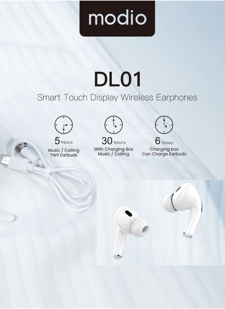 modio - Modio DL01 Truewireless Earphone With Smart Touch Display Active Noise Cncellation and HD Microphone Compatible With Android Mobiles and Tablets - Image 1