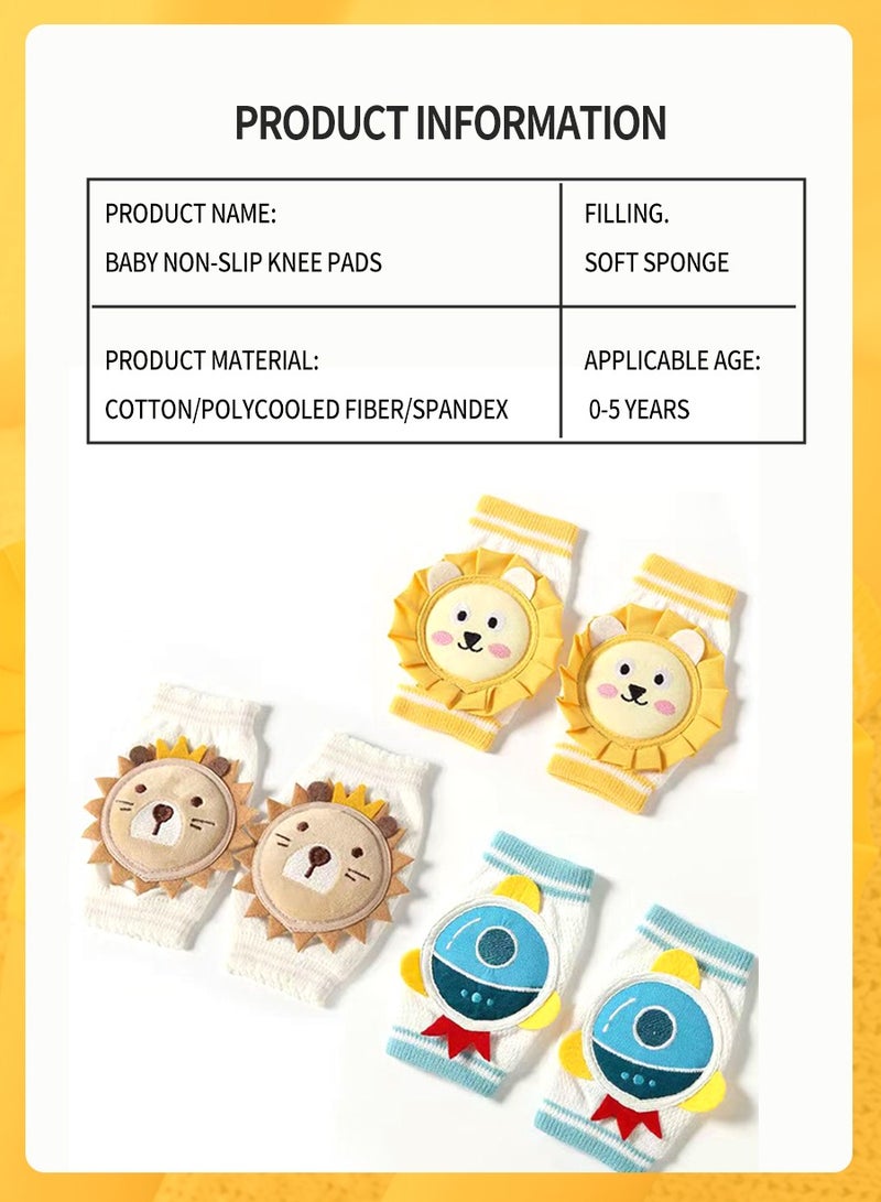 BEIRUI 3 أزواج من وسادات الركبة للأطفال، وسادات كوع آمنة من القطن للأطفال والرضع، وسادات ركبة كرتونية مضادة للسقوط للزحف، منتجات غير قابلة للانزلاق، لحماية ركب الأطفال والرضع والأرجل - Image 3
