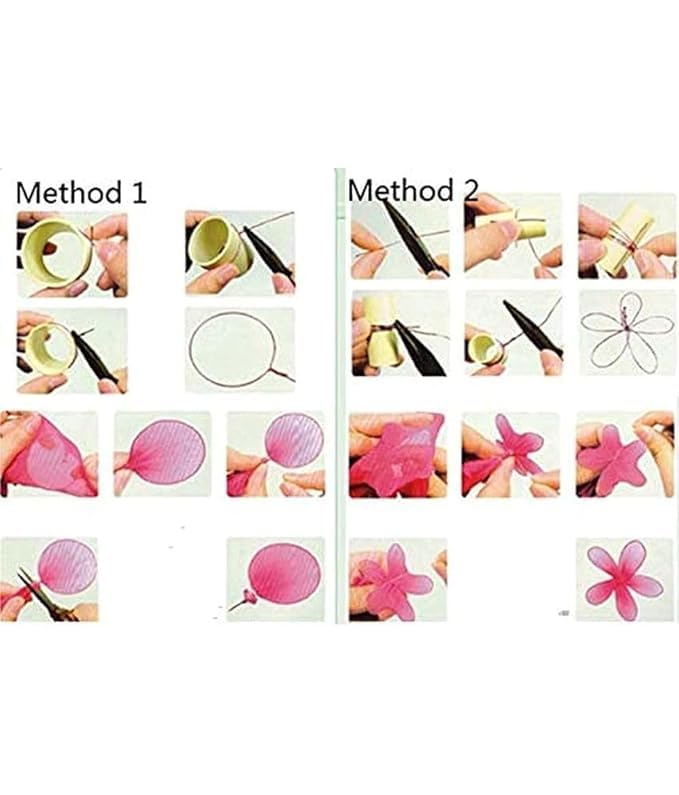 Generic Bharat Complete Stocking Flower Making Kit for Beginners Stockings Cloth MDF Boards Golden Craft Wires Floral Stem Hard WireScissors Green Tape DIY Kids and Adults Activity Kit Art Craft  - Image 5