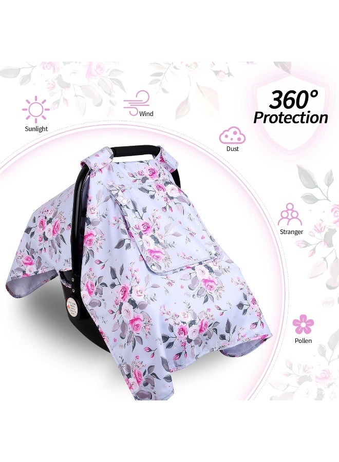 Bnditeu Baby Car Seat Covers, Car Seat Covers for Babies, Kick-Proof Car Seat Covers for Infant Car Seat with 3 Layers Breathable Mesh Peep Windows, Windproof Car Seat Canopy Newborn Gift for 4 Seasons - Image 4