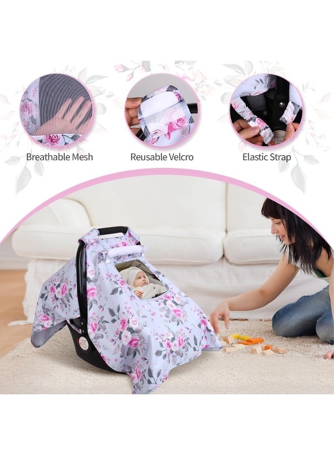 Bnditeu Baby Car Seat Covers, Car Seat Covers for Babies, Kick-Proof Car Seat Covers for Infant Car Seat with 3 Layers Breathable Mesh Peep Windows, Windproof Car Seat Canopy Newborn Gift for 4 Seasons - Image 3