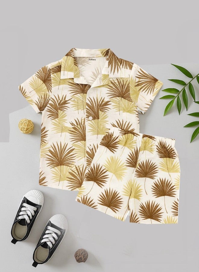 Kidbea Boys Tropical Printed Shirt and Shorts Set - Image 2