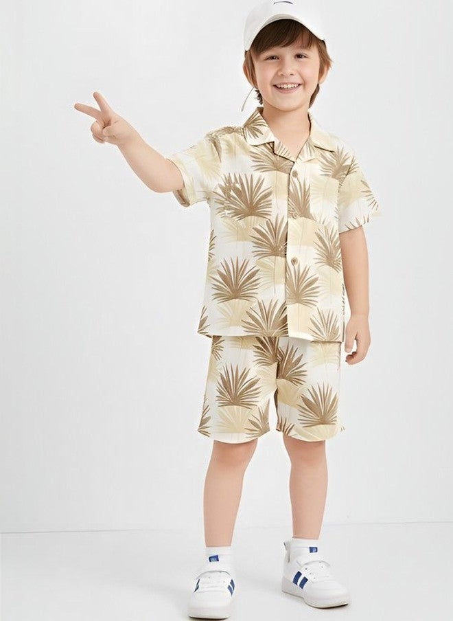 Kidbea Boys Tropical Printed Shirt and Shorts Set - Image 1
