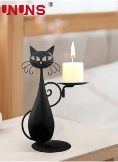 UNUNS Metal Candle Holder,Black Cat Candle Holder For Pillar Candle,Farmhouse Home Metal Cat Decor Candlestick Wedding,Party Tabletop Decor,Home Decor,Candlelight Dinner  - Image 4