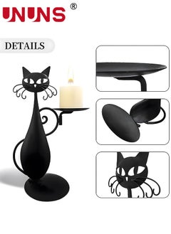 UNUNS Metal Candle Holder,Black Cat Candle Holder For Pillar Candle,Farmhouse Home Metal Cat Decor Candlestick Wedding,Party Tabletop Decor,Home Decor,Candlelight Dinner  - Image 2