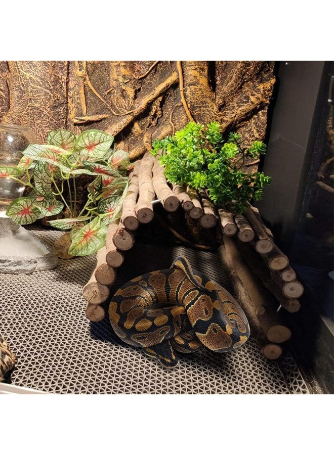 Hamiledyi Extra Large Tortoise Hide Reptile Hiding Cave Turtle Hut Gecko Hideaway Climbing Tunnel Toy Lizard Bendable Wooden Bridge for Adult Bearded Dragon Snake Chameleon Habitat Accessories - Image 3